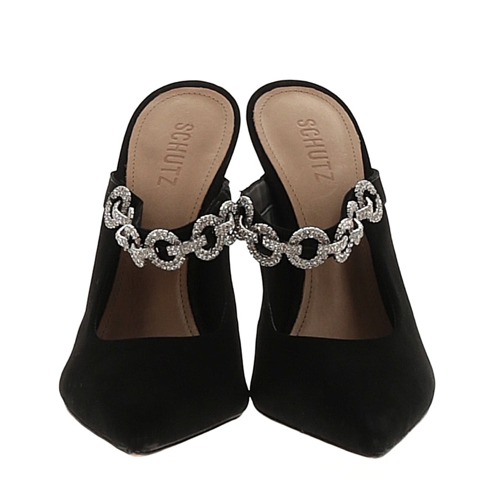 Schutz Elisa black pointed toe embellished heels size 10 - Picture 2 of 4